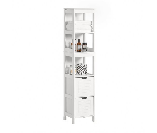 Conforama Mueble Columna de baño Armario para baño-3 estantes y 2 cajones FRG126-W SoBuy ES