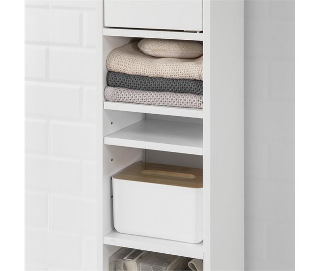 Conforama Mueble Columna De Baño Armario Para Baño Alto Estanterías De Baño-2 Puertas Y 1 Cajón BZR34-W SoBuy ES