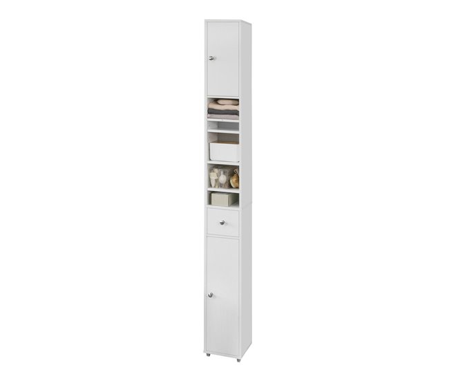 Conforama Mueble Columna de baño Armario para baño Alto estanterías de baño-2 Puertas y 1 cajón BZR34-W SoBuy ES