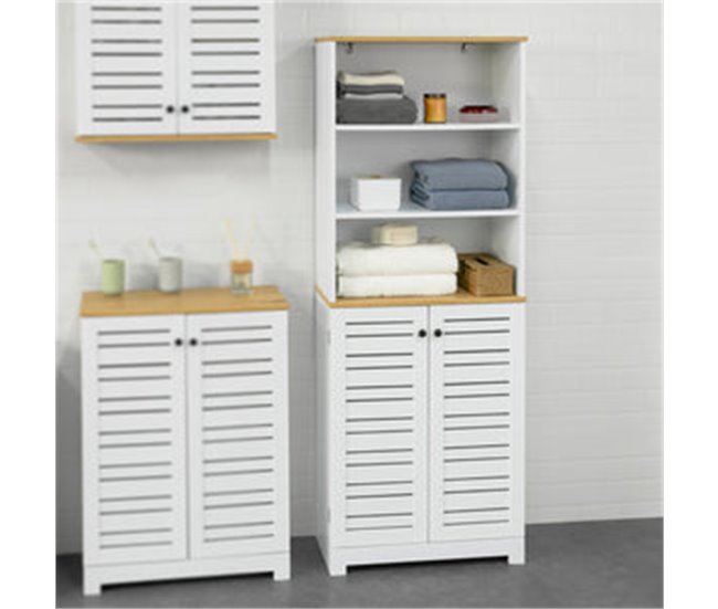 Conforama Mueble Columna De Baño Armario Para Baño Con 5 Estantes Estanterías De Baño BZR44-W SoBuy ES