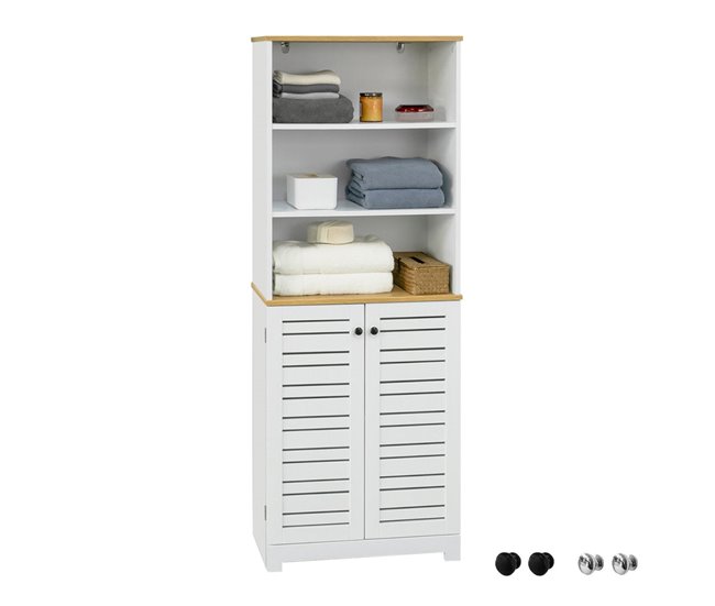 Conforama Mueble Columna de baño Armario para baño con 5 Estantes Estanterías de baño BZR44-W SoBuy ES