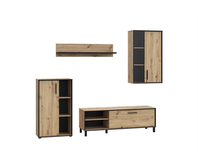 Conforama Mueble compacto de TV PORTOPINO 236 cm roble