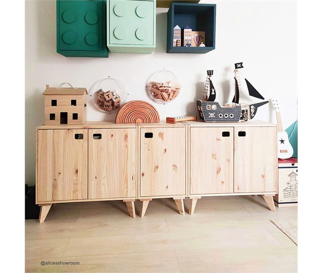 Conforama Mueble De 1 Puerta En Pino Macizo Con 1 Estante Ajustable En Altura - L37 X H53 5 Cm