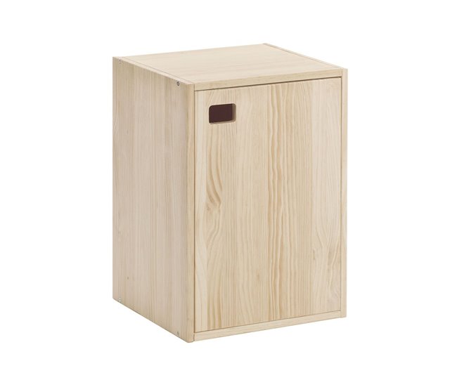 Conforama Mueble de 1 puerta en pino macizo con 1 estante ajustable en altura - L37 x H53 5 cm