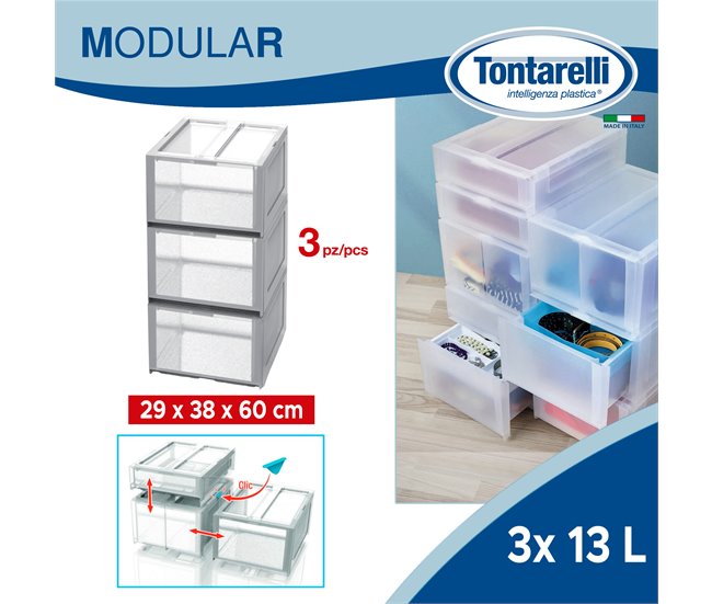 Conforama Mueble De Almacenaje "MODULAR" (3 Cajones Altos + 2 Organizadores)