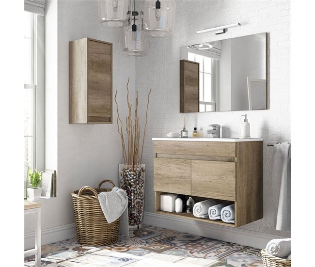 Conforama Mueble De Baño Con Espejo Cotton 2 Puertas Nordik 80 X 64 X 45 Cm