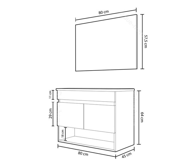 Conforama Mueble De Baño Con Espejo Cotton 2 Puertas Nordik 80 X 64 X 45 Cm