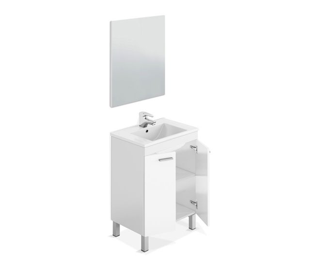 Conforama Mueble De Baño Con Espejo LC1 60 Blanco Brillo 60 X 80 X 45 Cm