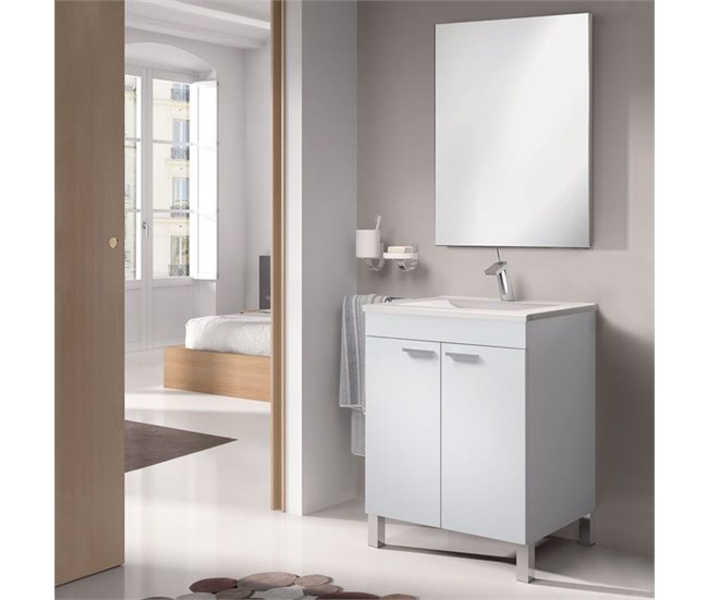Conforama Mueble De Baño Con Espejo LC1 60 Blanco Brillo 60 X 80 X 45 Cm