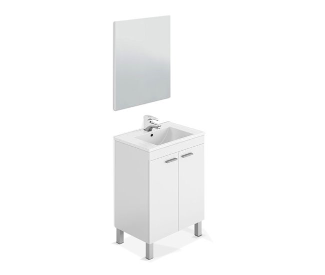 Conforama Mueble de baño con espejo LC1 60 blanco brillo 60 x 80 x 45 cm