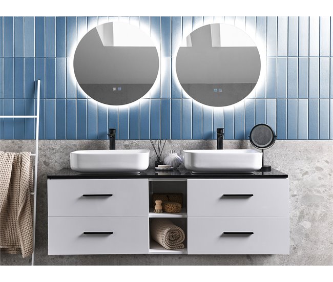 Conforama Mueble De Baño LED Blanco/negro 150 X 49 Cm PILAR