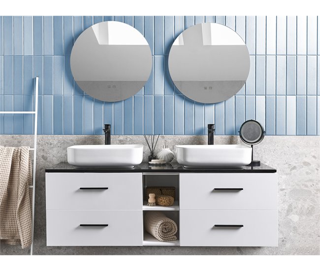 Conforama Mueble De Baño LED Blanco/negro 150 X 49 Cm PILAR