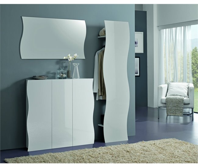 Conforama Mueble De Entrada Dabada Entrada Multifunción Moderna Taquilla Multiusos Para Recibidor 100% Made In Italy 40x27h186 Cm Blanco Brillo