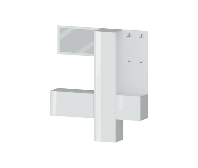Conforama Mueble de entrada Dcrescenz Armario multifuncional con 3 puertas Perchero de pared con espejo 170x35h190 cm Blanco