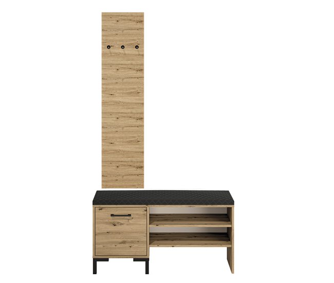 Conforama Mueble De Entrada Pequeño Perchero Y Zapatero 1 Puerta Liora Madera