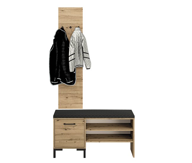 Conforama Mueble De Entrada Pequeño Perchero Y Zapatero 1 Puerta Liora Madera