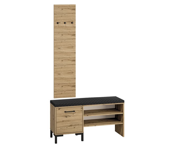 Conforama Mueble de entrada pequeño perchero y zapatero 1 puerta Liora Madera