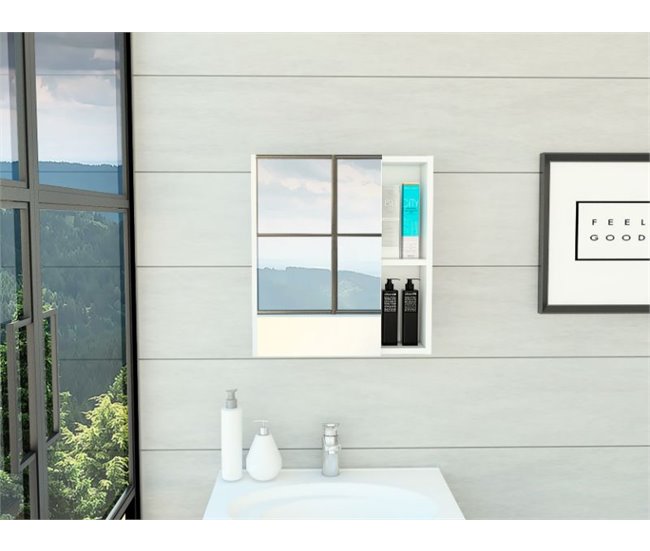 Conforama Mueble De Pared De Baño Labelle Con Espejo 160CM A X 20.3CM AN X 62.4CM L Blanco