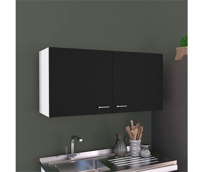 Conforama Mueble De Pared Para Cocina Nápoles Con Dos Puertas 49 CM A X 100 CM AN X 32 CM P Blanco / Negro