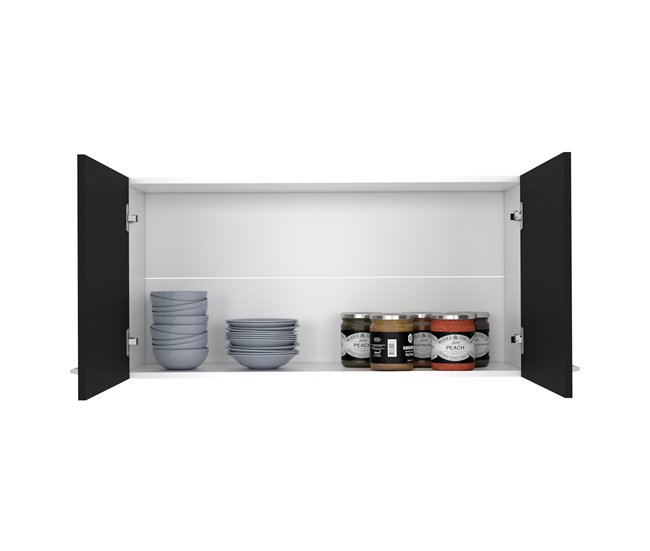 Conforama Mueble De Pared Para Cocina Nápoles Con Dos Puertas 49 CM A X 100 CM AN X 32 CM P Blanco / Negro
