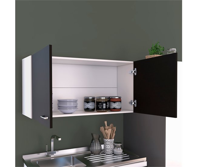 Conforama Mueble De Pared Para Cocina Nápoles Con Dos Puertas 49 CM A X 100 CM AN X 32 CM P Blanco / Negro