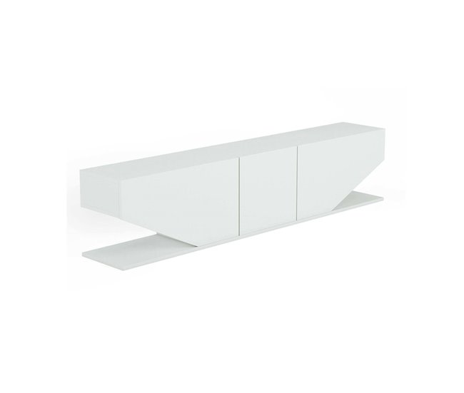 Conforama Mueble de televisión Dababaca Aparador de salón Mueble bajo para TV Base de pared equipada 180x30h40 cm Blanco
