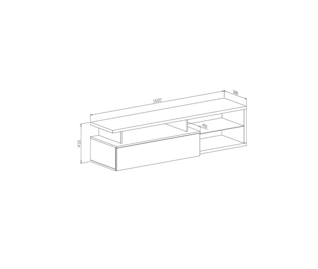 Conforama Mueble De Televisión Dabaka Aparador De Salón Mueble Bajo Para TV Base De Pared Equipada 160x38h41 Cm Blanco Y Blanco Brillante