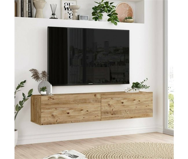 Conforama Mueble De Televisión Dabubaka Aparador De Salón Mueble Bajo Para TV Base De Pared Equipada 140x32h29 Cm Roble