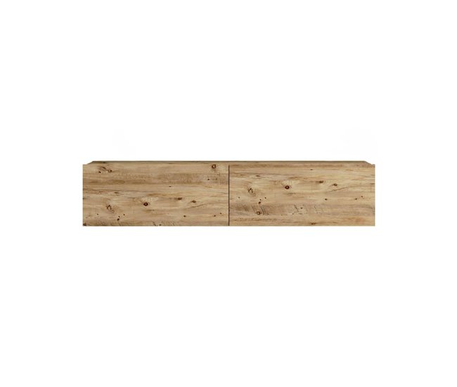 Conforama Mueble de televisión Dabubaka Aparador de salón Mueble bajo para TV Base de pared equipada 140x32h29 cm Roble