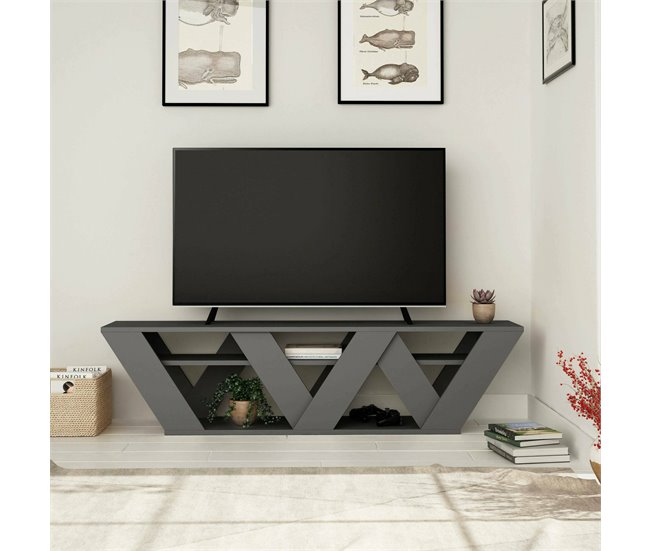 Conforama Mueble De Televisión Dbara Aparador De Salón Mueble Bajo Para TV Base De Pared Equipada 158x30h40 Cm Antracita