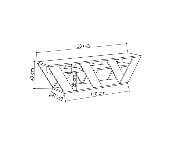 Conforama Mueble De Televisión Dbara Aparador De Salón Mueble Bajo Para TV Base De Pared Equipada 158x30h40 Cm Antracita