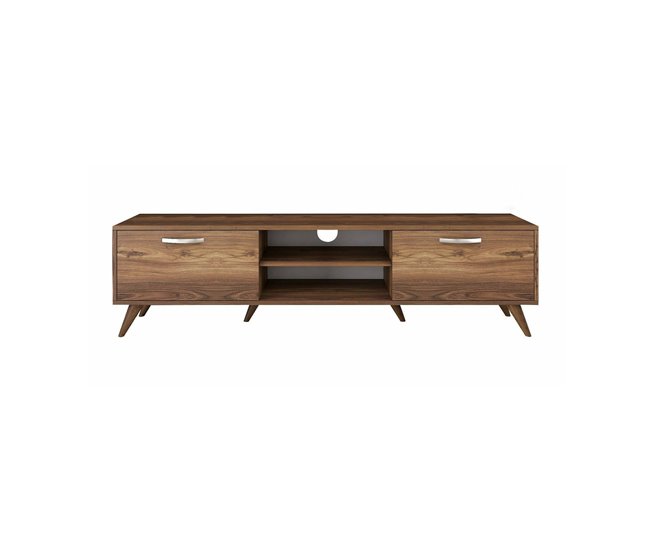 Conforama Mueble de televisión Dbarar Aparador de salón Mueble bajo para TV Base de pared equipada 180x35h49 cm Nuez
