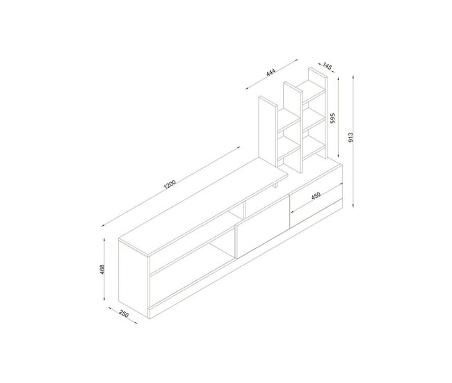 Conforama Mueble De Televisión Dbrignol Aparador De Salón Mueble Bajo Para TV Base De Pared Equipada 164x25h91 Cm Blanco