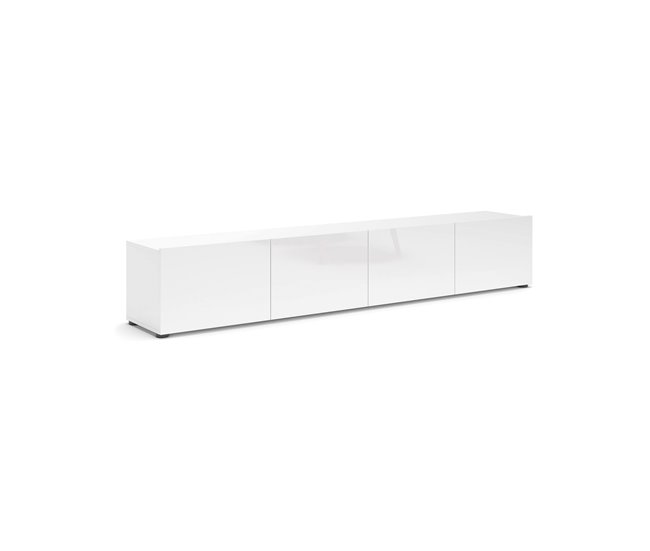 Conforama Mueble de televisión Dfalzeran Aparador de salón Mueble bajo para TV Base de pared equipada Made in Italy 225x38h39 cm Blanco brillante
