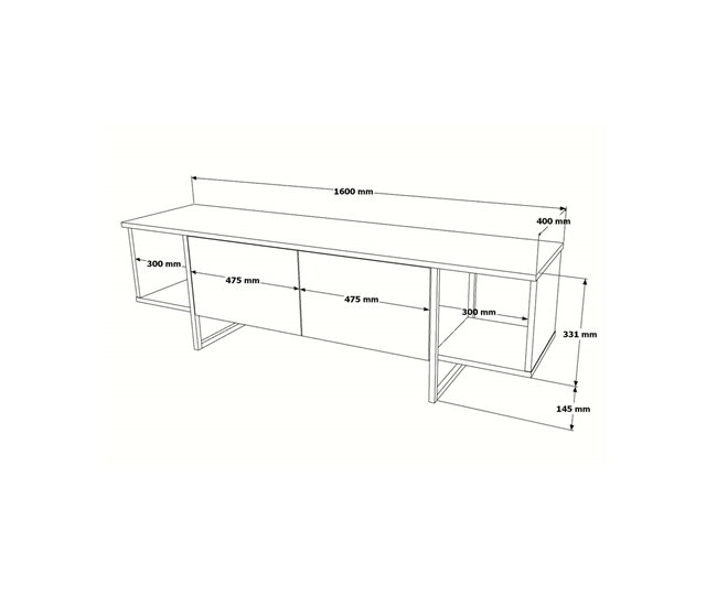 Conforama Mueble De Televisión Dflorian Aparador De Salón Mueble Bajo Para TV Base De Pared Equipada 160x40h48 Cm Blanco Y Oro