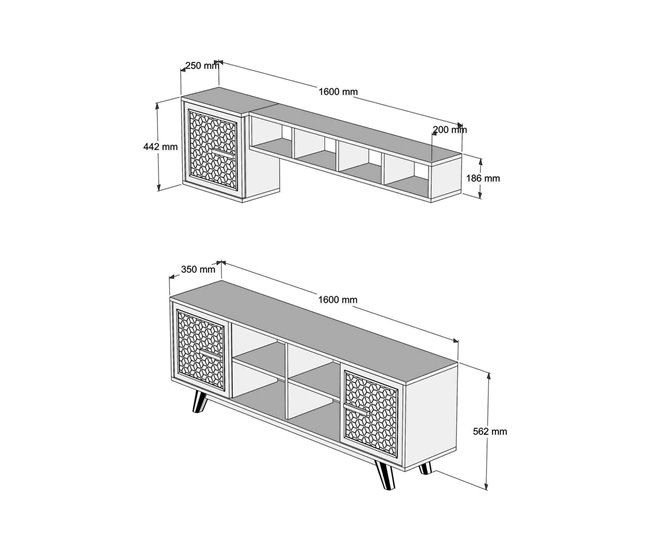 Conforama Mueble De Televisión Djajal Aparador De Salón Mueble Bajo Para TV Base De Pared Equipada 160x35h56 Cm Nogal Y Blanco
