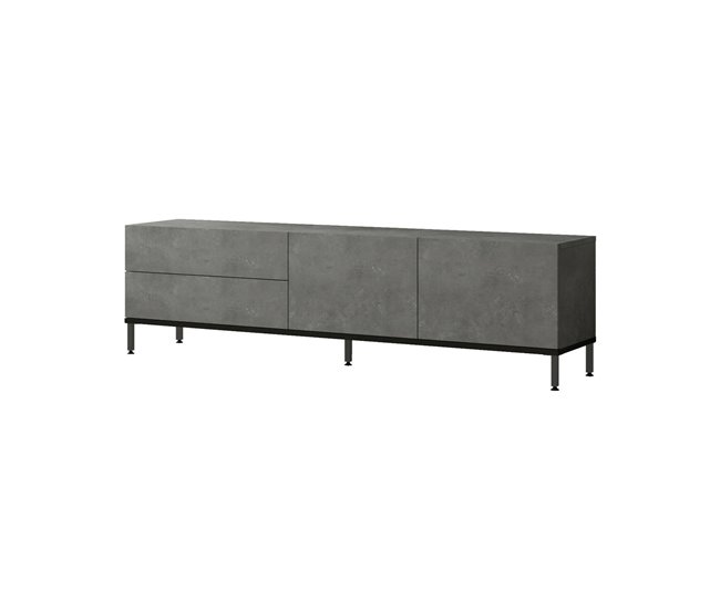 Conforama Mueble de televisión Djamanc Aparador de salón Mueble bajo para TV Base de pared equipada 170x36h46 cm Plata y Negro