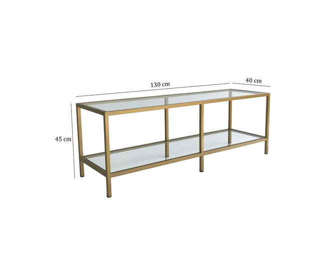 Conforama Mueble De Televisión Dklaasse Aparador De Salón Mueble Bajo Para TV Base De Pared Equipada 130x40h45 Cm Oro