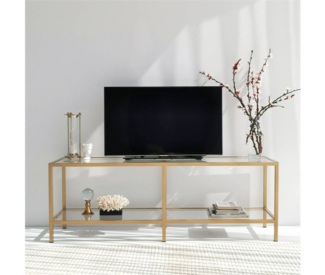 Conforama Mueble De Televisión Dklaasse Aparador De Salón Mueble Bajo Para TV Base De Pared Equipada 130x40h45 Cm Oro