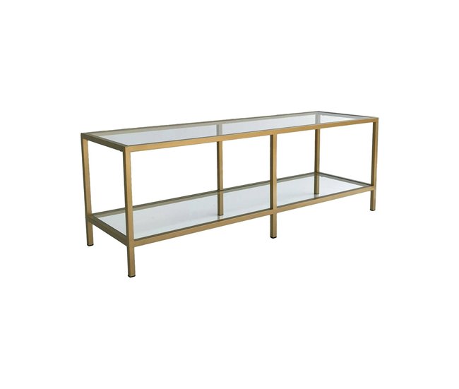 Conforama Mueble de televisión Dklaasse Aparador de salón Mueble bajo para TV Base de pared equipada 130x40h45 cm Oro