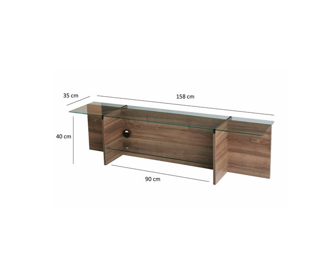 Conforama Mueble De Televisión Dlinett Aparador De Salón Mueble Bajo Para TV Base De Pared Equipada 158x35h40 Cm Nuez