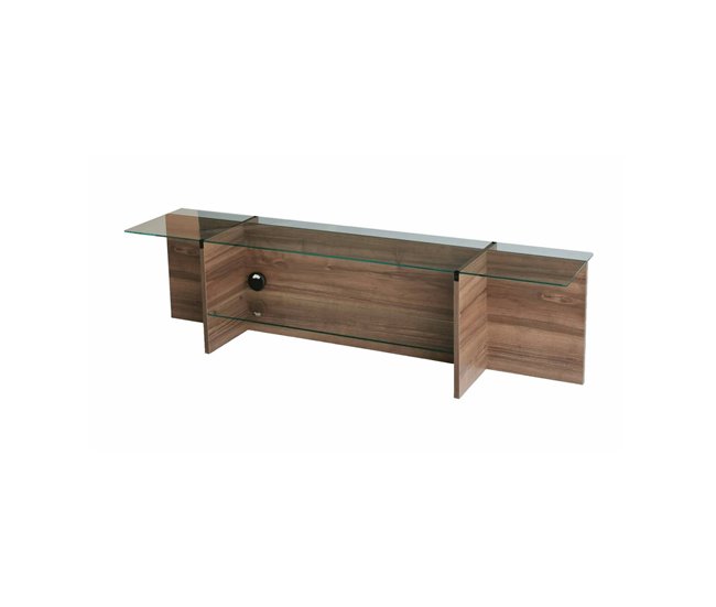 Conforama Mueble de televisión Dlinett Aparador de salón Mueble bajo para TV Base de pared equipada 158x35h40 cm Nuez