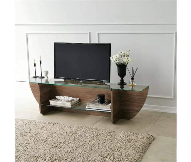 Conforama Mueble De Televisión Dmarcoli Aparador De Salón Mueble Bajo Para TV Base De Pared Equipada 158x35h40 Cm Nuez