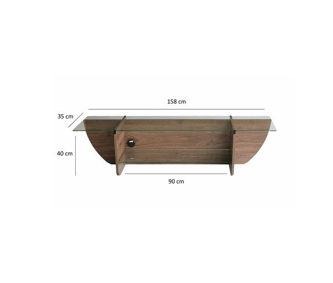 Conforama Mueble De Televisión Dmarcoli Aparador De Salón Mueble Bajo Para TV Base De Pared Equipada 158x35h40 Cm Nuez