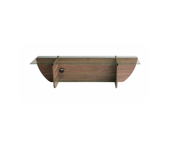 Conforama Mueble de televisión Dmarcoli Aparador de salón Mueble bajo para TV Base de pared equipada 158x35h40 cm Nuez