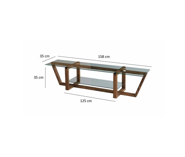 Conforama Mueble De Televisión Dmatturr Aparador De Salón Mueble Bajo Para TV Base De Pared Equipada 158x35h35 Cm Nuez