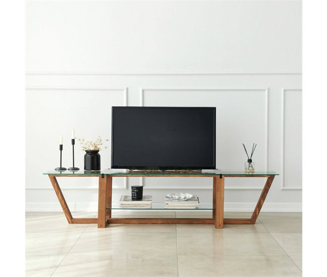 Conforama Mueble De Televisión Dmatturr Aparador De Salón Mueble Bajo Para TV Base De Pared Equipada 158x35h35 Cm Nuez