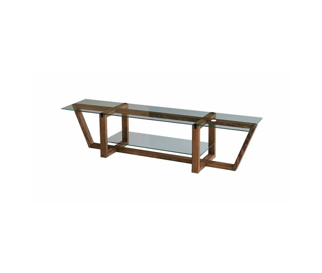 Conforama Mueble de televisión Dmatturr Aparador de salón Mueble bajo para TV Base de pared equipada 158x35h35 cm Nuez