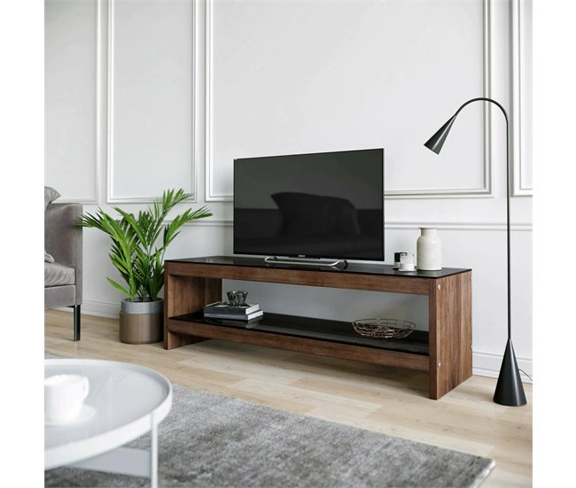 Conforama Mueble De Televisión Dpaciocc Aparador De Salón Mueble Bajo Para TV Base De Pared Equipada 140x40h45 Cm Nuez