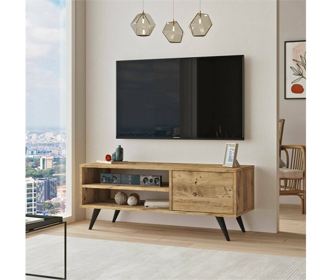 Conforama Mueble De Televisión Dpavar Aparador De Salón Mueble Bajo Para TV Base De Pared Equipada 110x40h44 Cm Roble